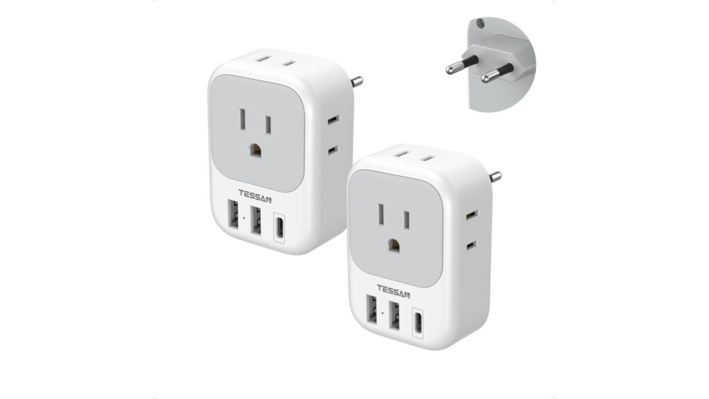 TESSAN European Travel Plug Adapter USB C