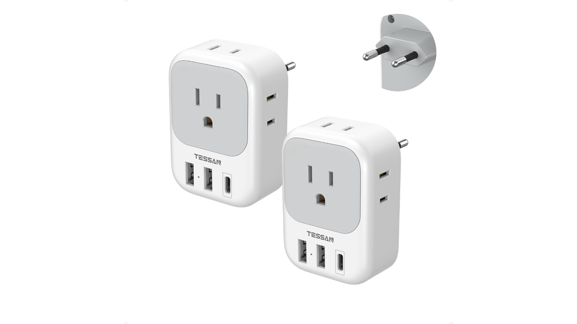 TESSAN European Travel Plug Adapter USB C