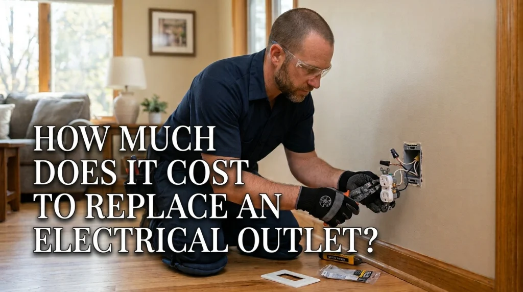 How much does it cost to replace an electrical outlet: electrician replacing a wall outlet (AI-generated image)